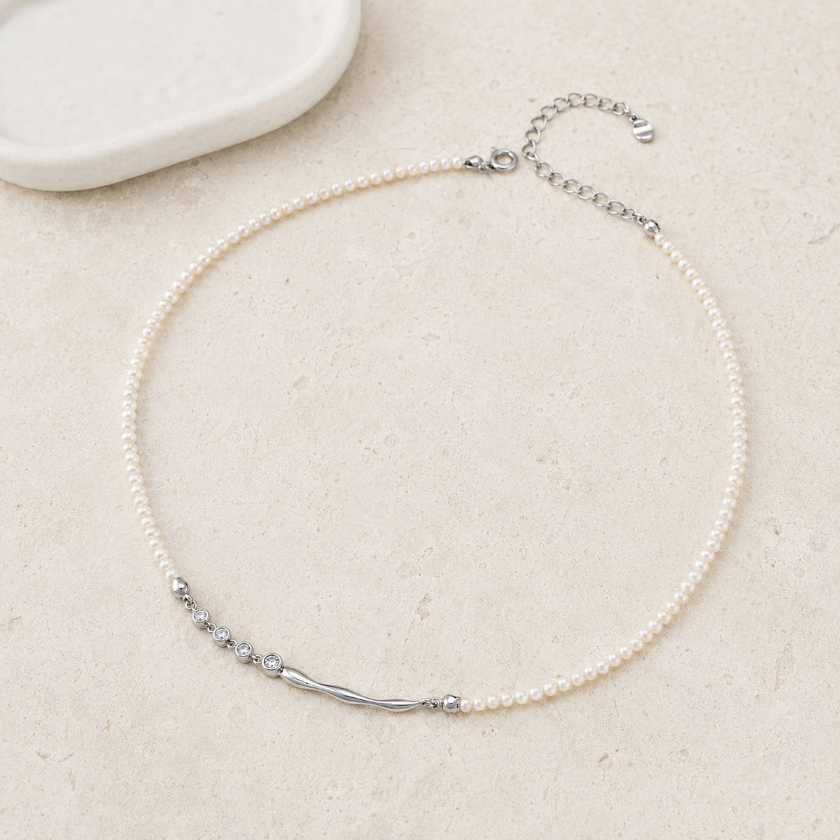 Fluid Zircon Sterling Silver Necklace