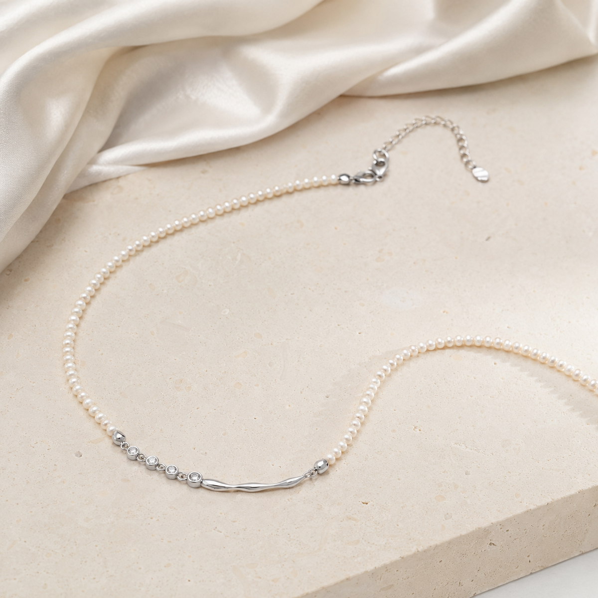 Fluid Zircon Sterling Silver Necklace