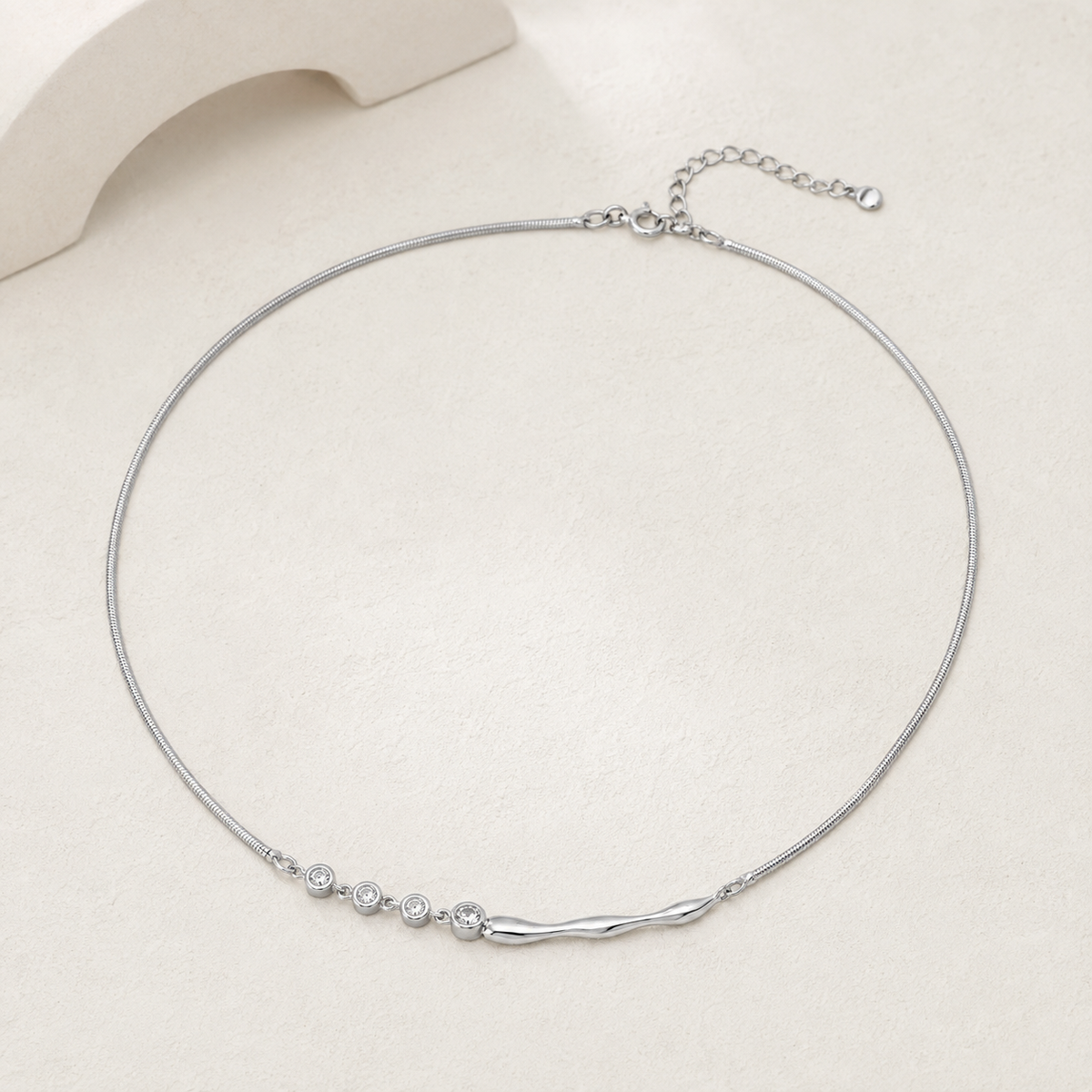 Fluid Zircon Sterling Silver Necklace