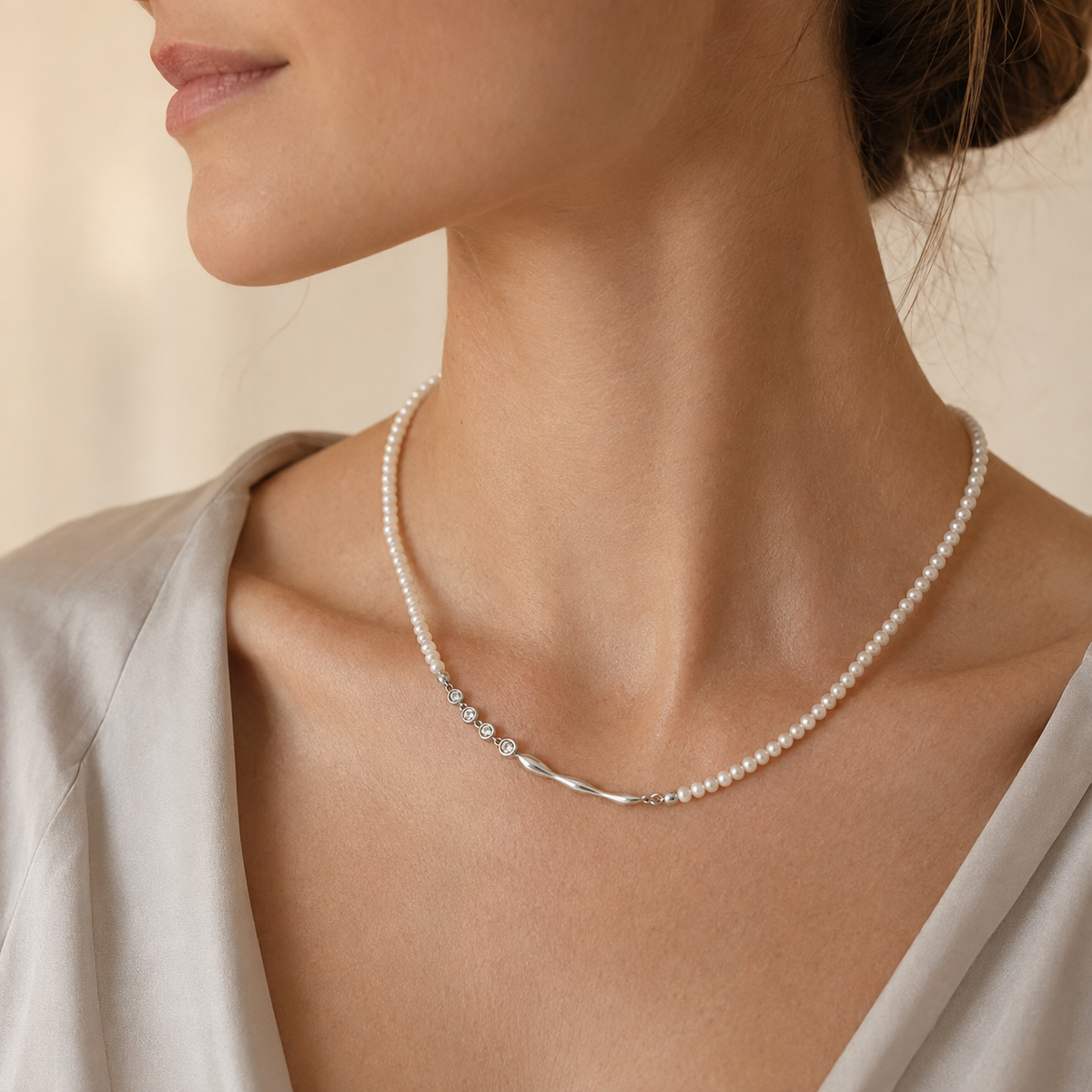 Fluid Zircon Sterling Silver Necklace