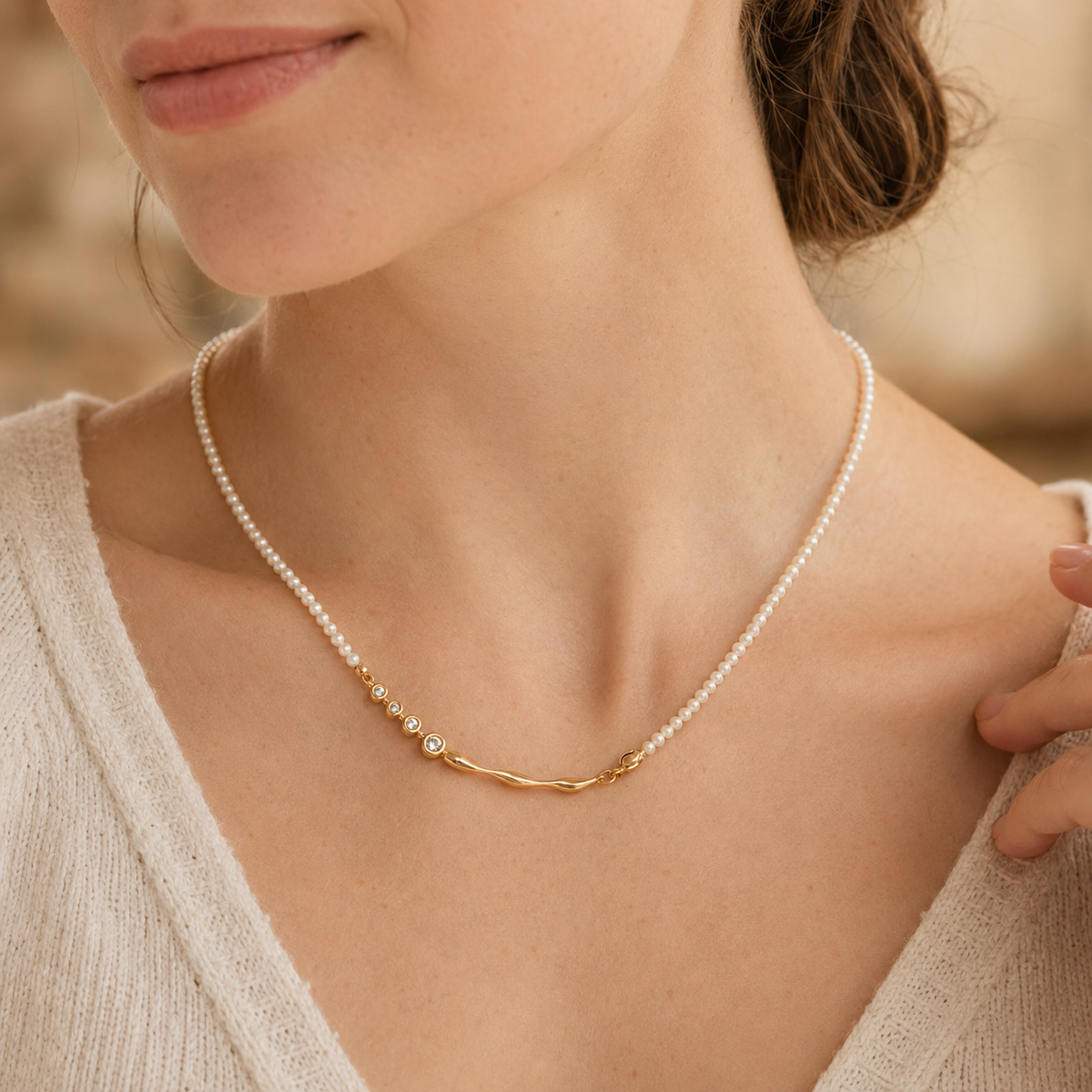 Fluid Zircon Sterling Silver Necklace