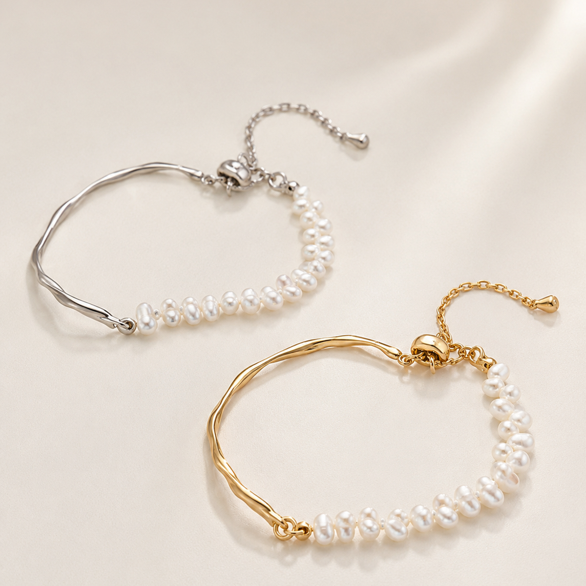 Vintage Gold and Silver S925 natural pearl bracelets