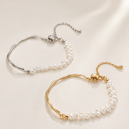 Vintage Gold and Silver S925 natural pearl bracelets