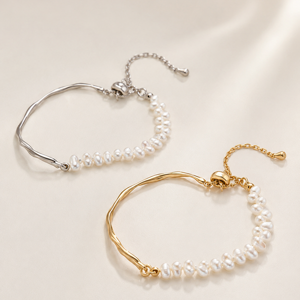 Vintage Gold and Silver S925 natural pearl bracelets