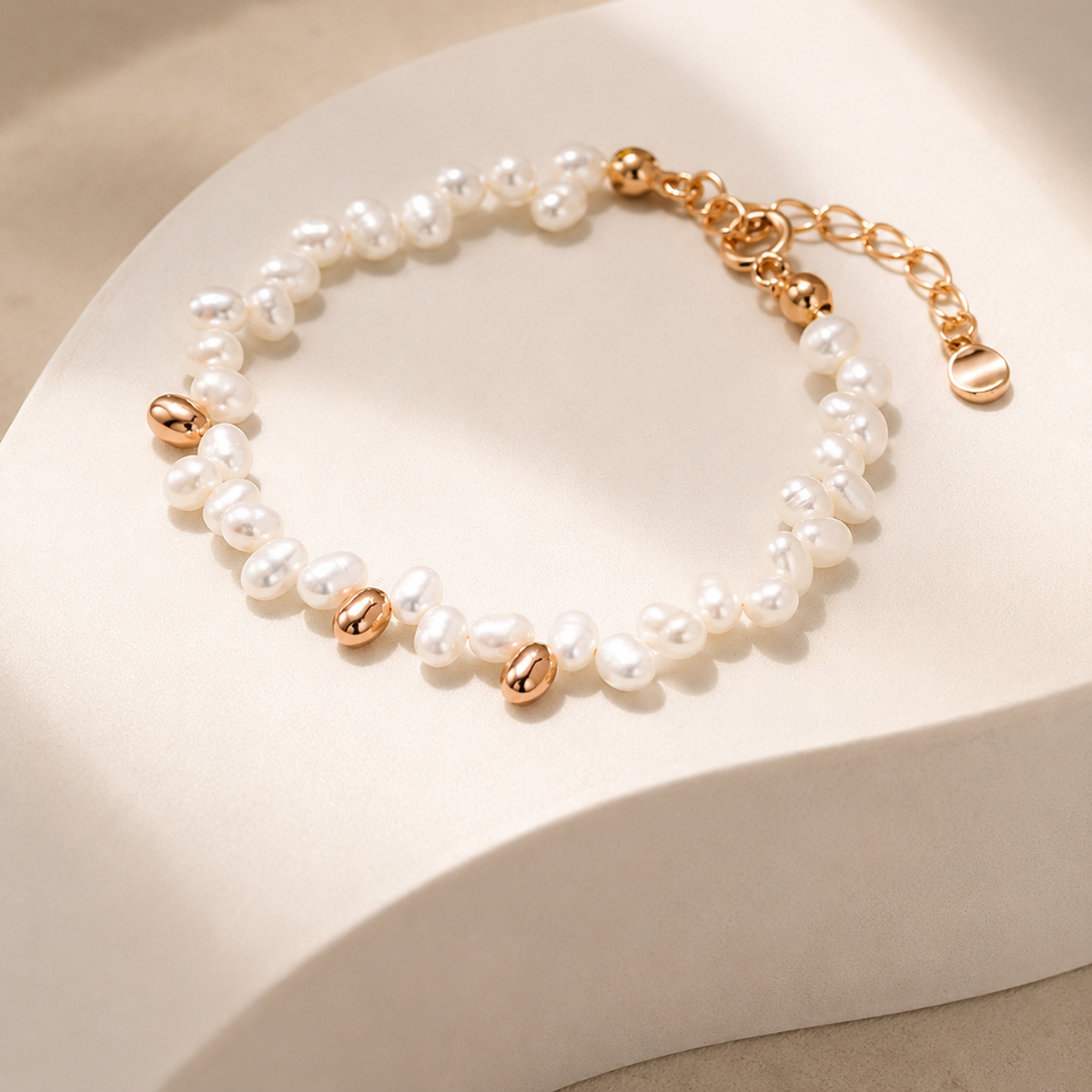 Elaré minimalist natural pearl bracelet in Vintage Gold