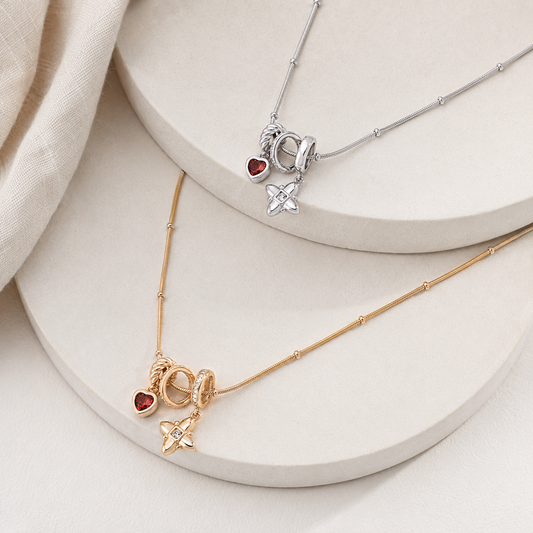 Vintage Gold and Silver S925 zircon layered pendant necklaces