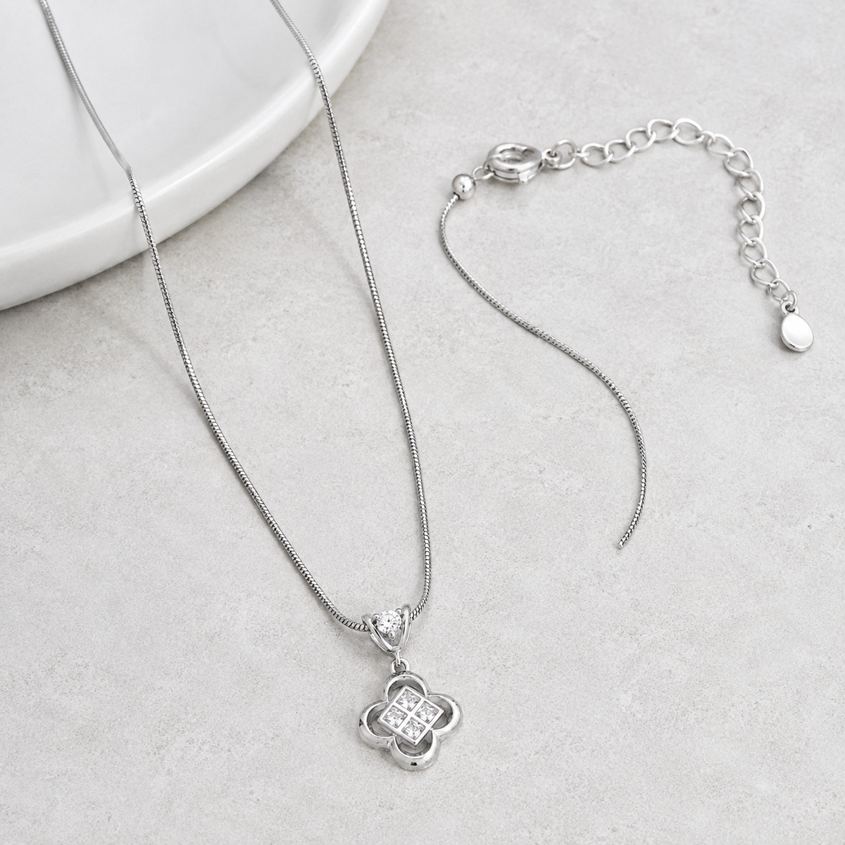 Silver adjustable necklace clasp and extension chain