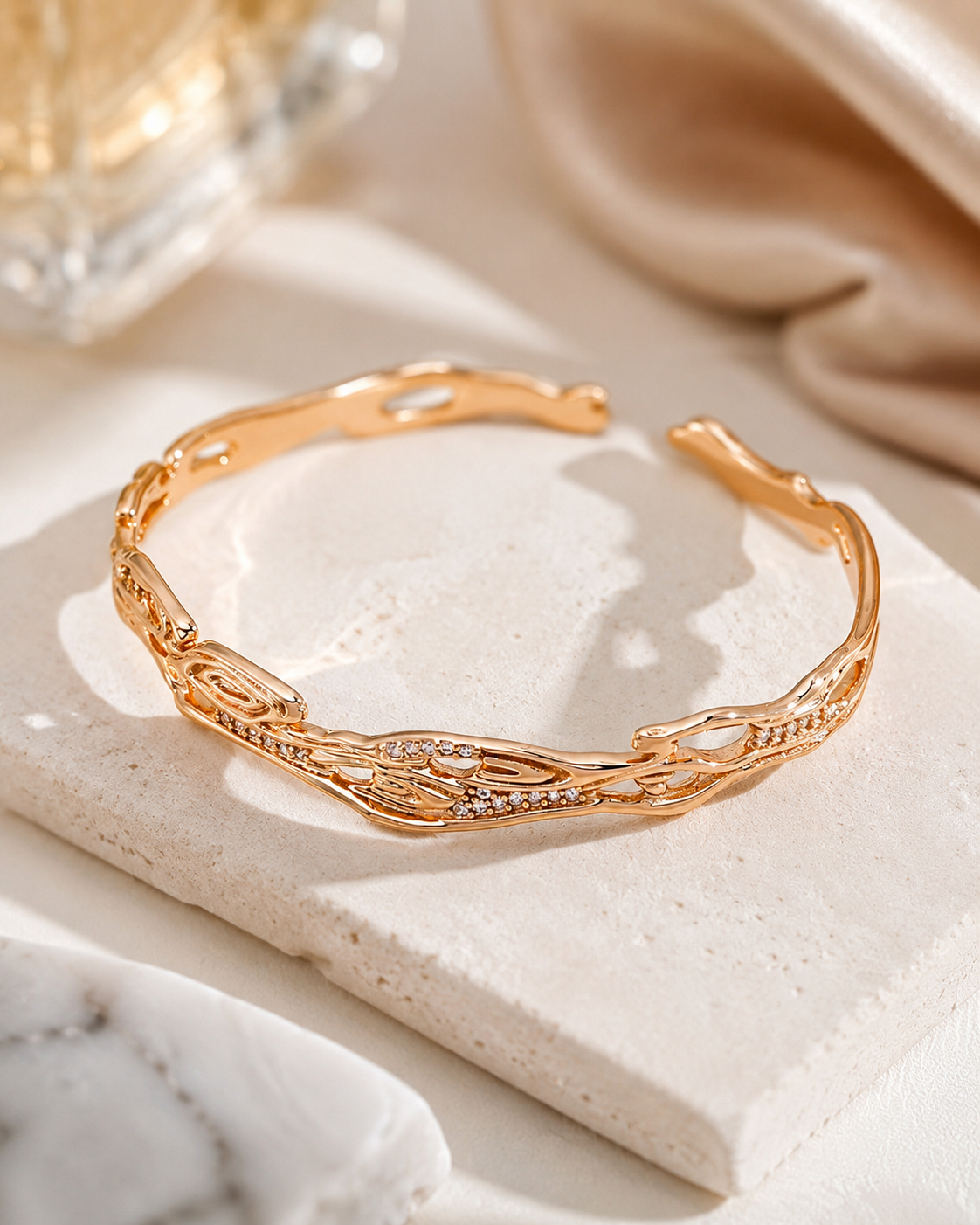 Vintage Gold celestial galaxy zircon adjustable bangle