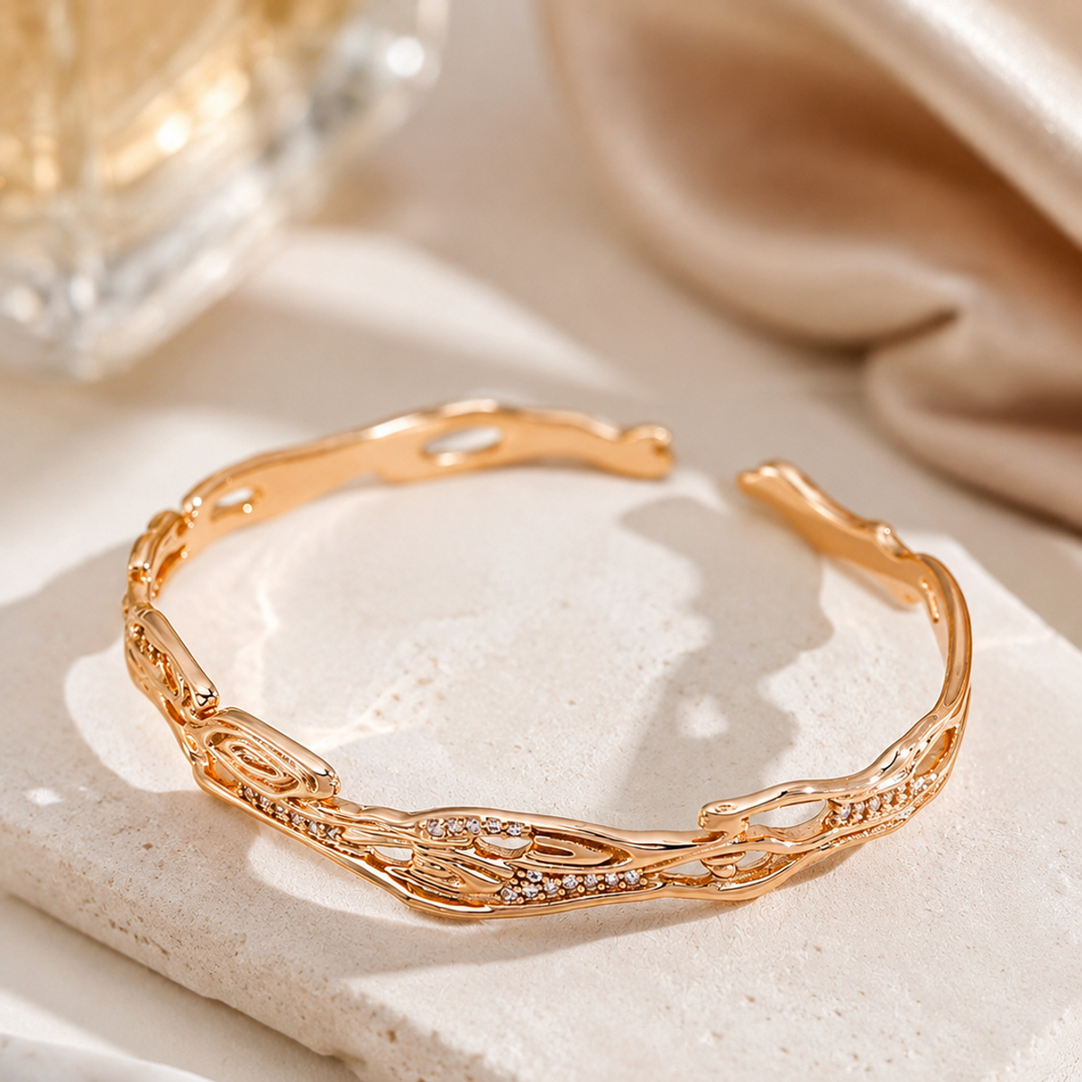 Vintage Gold celestial galaxy zircon adjustable bangle