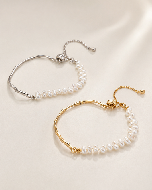 Vintage gold and silver S925 natural pearl bracelets